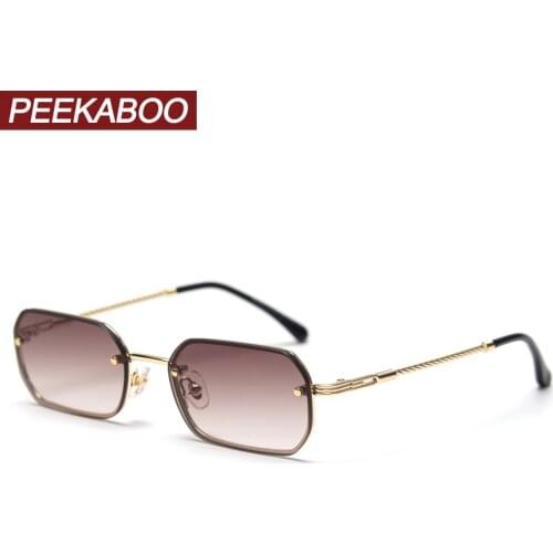Peekaboo small men sunglasses rectangular woman metal frame fashion male sun glasses mirror blue high quality 2021 summer style