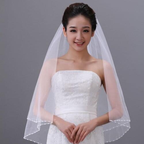 Tanpell Beading Wedding Veils Elbow LengthTulle Wedding Veil