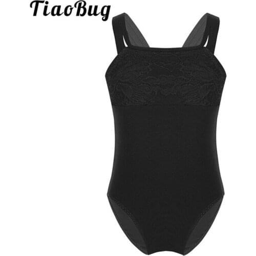 TiaoBug Kids Teens One-piece Spaghetti Straps Ballet Leotard Dance Wear Professional Gymnastics Leotard Bodysuit for Dance Class