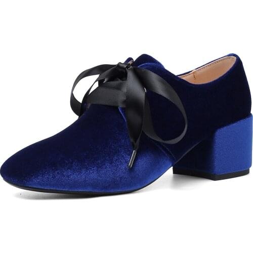 Spring wind of England 2019 square head high with thick with lace-up shoes 40-43