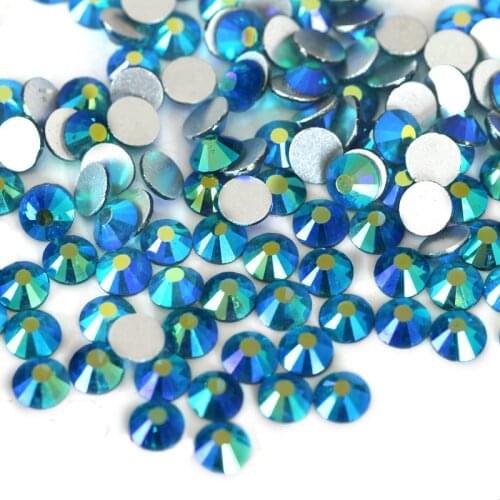 All Sizes Ca pri Blue AB Non Hotfix Rhinestones Flatback Glass Crystal Rhinestone Nail Art For Nails Decorations H0056