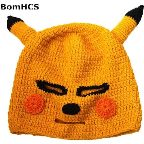 BomHCS Funny Halloween Party Beanie 100% Handmade Knitted Cartoon Animal Hat Winter Mask Gift
