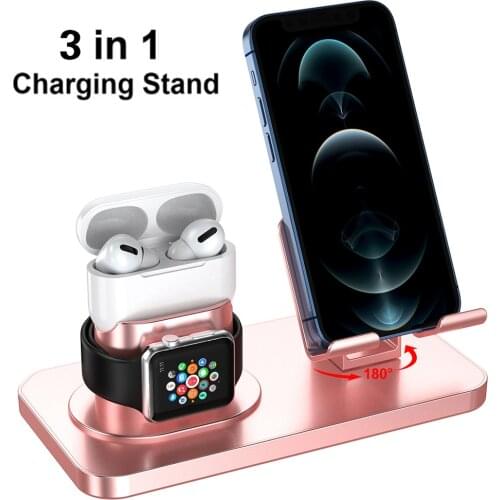 3 in 1 Charging Dock For iPhone 11 XR XS Max 8 7 Plus Apple Watch Airpods pro USB Charger Holder Stand Type-C Charging Station