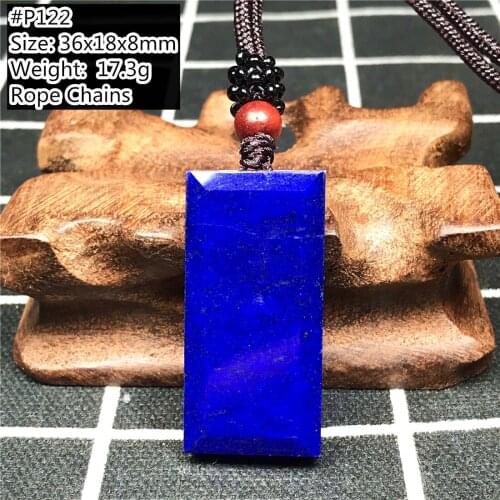 Natural Blue Lapis Lazuli Pendant Necklace Jewelry For Woman Men Crystal 46x21x8mm Beads Rectangle Stone Adjustable Rope AAAAA