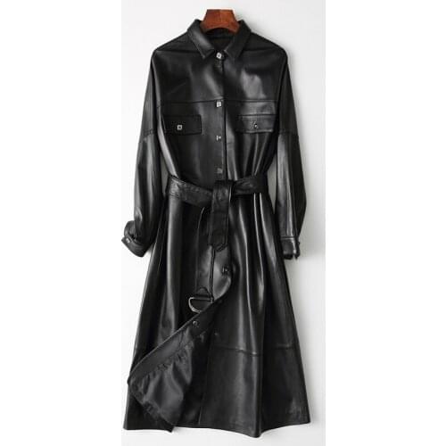 Genuine Leather Jacket Women Clothes Long 100% Sheepskin Coat Spring Autumn Leather Coats Chaqueta Cuero Mujer 2020 KJ6150