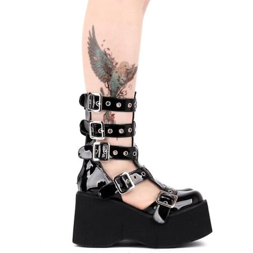 Angelic imprint Womens Super High Heels Lolita Sandals Summer Punk style Shoes Size 35-43 6029