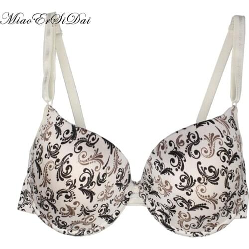 Women bras black and white color printing flower have B/C/D cup sutia adesivo bralette 2118
