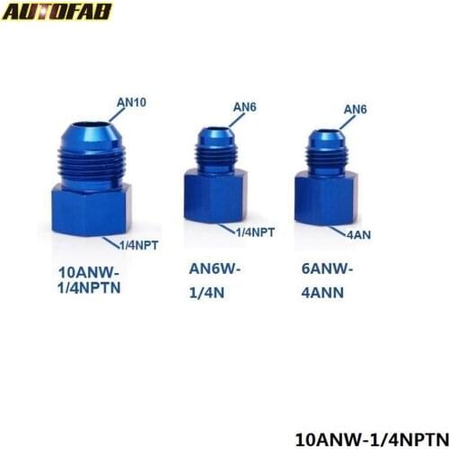 10PCS/LOT Fitting Flare Reducer Female -1/4NPT to Male -10 AN Blue Oil/Fuel Fitting Adapter AF-10ANW-1/4NPT
