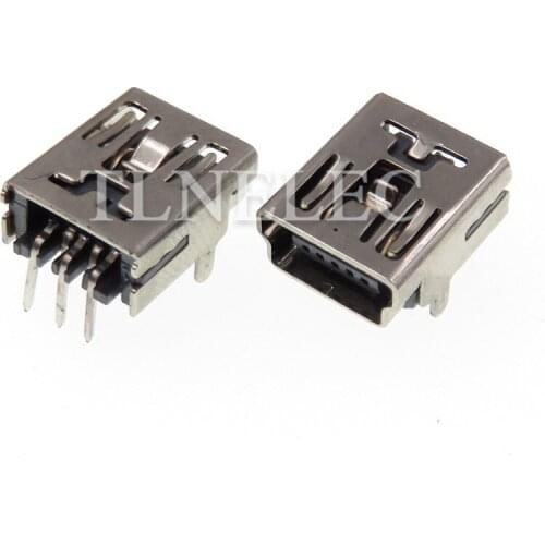 10pcs Mini USB Port Connector DIP 5-pin High Temperature Resistance Famale Socket Adaptor 2 Positioning Pin