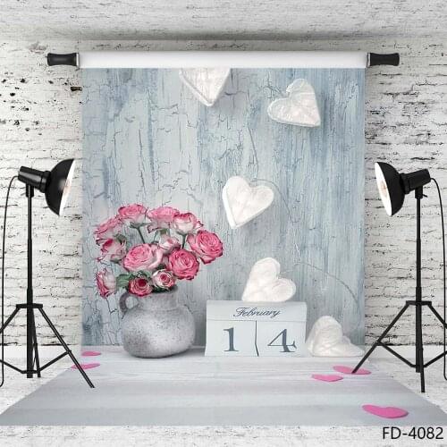 Feb 14th Valentines Day Rose Flower Heart Photophone Shooting Photography Background Lover Portrait Photo Studio Props Backdrop