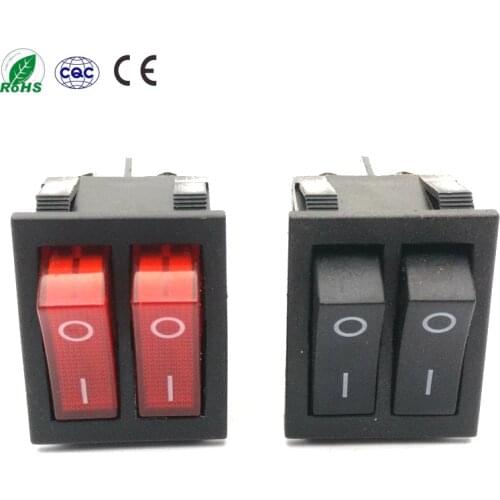 16A 250V AC Kcd6 Rocker Switch Boat Switch 6pins With Lamp ON/OFF Red The Electric Grill Heater Double Ship Type