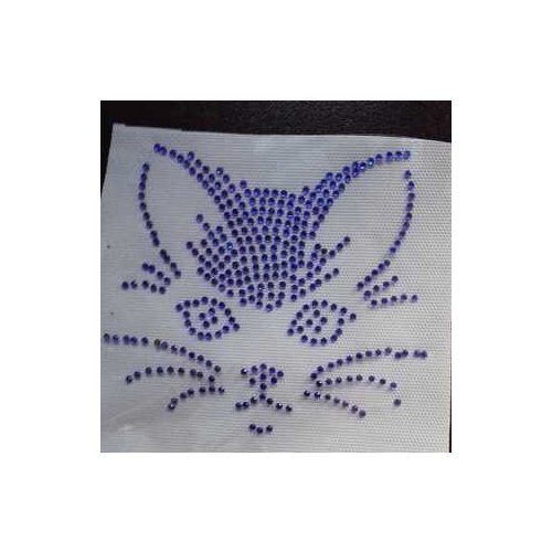 2pc/lot Blue cat hot fix rhinestone transfer motifs transfer on design rhinestones fix patches for shirt hat