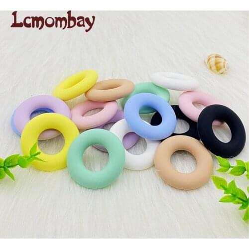 50PCS 43mm Round Silicone Teether Silicone Beads Baby Teething Ring Food Grade Teething Necklace Toy Baby Products