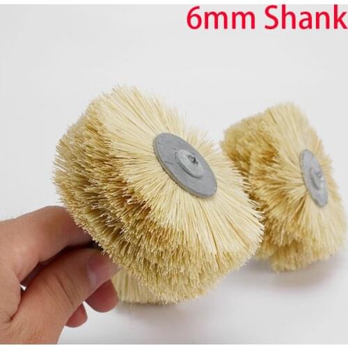 1Pcs 6mm Shank 80mm Abrasive Sisal Filament Head Wheel Brush Woodwork Durable Polish Bench Grinder For Metal Stone Wood