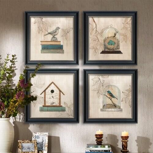 American Rural Style Colorful Magpie Birds With Flowers Wall Poster Painting Art Canvas Print Best Mural For Home Office Decor