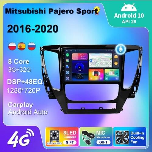 2 Din 6+128G For Mitsubishi Pajero Sport 3 2016-2018 Android 10 Car radio GPS Navigation 4G WIFI Auto Carplay No DVD Player
