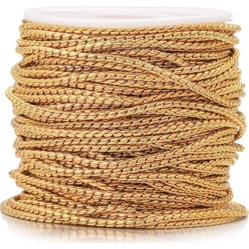 1M Stainless Steel 2mm Gold S Hemp Rope Chains DIY Necklace Bracelet Anklet Making Jewelry Making Supplies Wholesale Lots Bulk