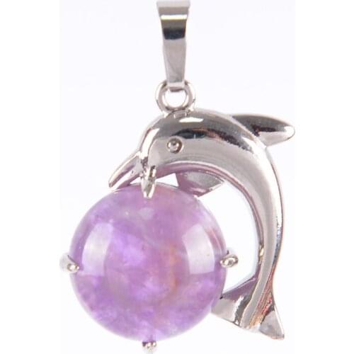 Dolphin Animal Necklaces Pendants for Girl Chakra Reiki Lapis Lazuli Natural Round Gem Stone Beads Handcrafted Jewelry D660—D668
