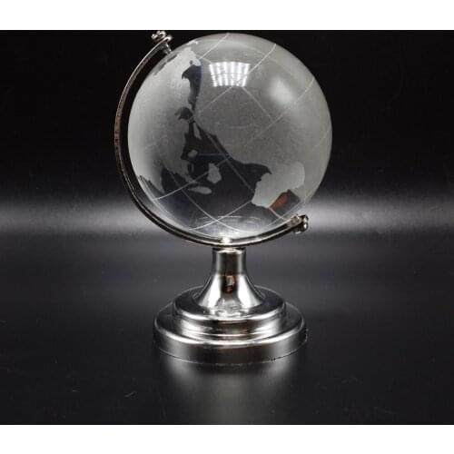 Business Company World globe Gifts Crystal Glass Earth Ball with Stand Art Craft Collection Room Office Decoration