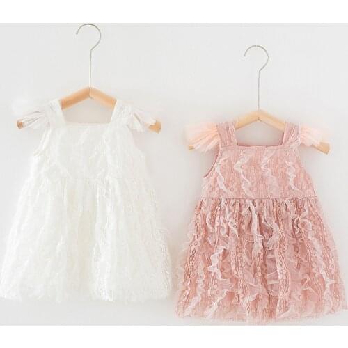 Girl Kids 2021 Summer New Lace Sweet Gauze Suspender Princess Dress Dress
