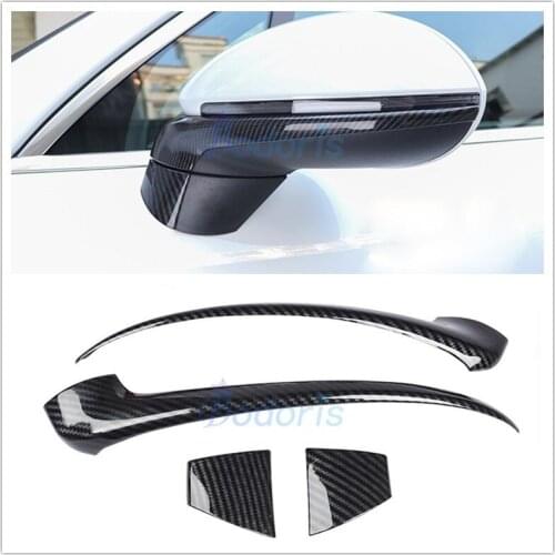 For Porsche Cayenne 2018 2019 Carbon Fiber Color Door Mirror Trim Rear View Overlay Panel Chrome Car Styling Accessories