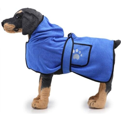 Dog Bathrobe Soft Super Absorbent Luxuriously 100% Microfiber Dog Drying Towel Robe With Hood/Belt For Large, Medium, Small Dogs