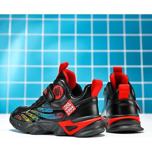 Classic Brand Sport Breathable Boys Sneakers Anti Slip Wearable Walking Sneakers for Children Autumn Pu Boys Flats Sneakers