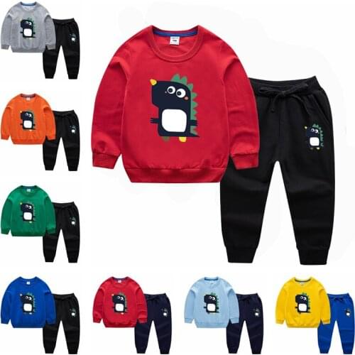 Boys Cotton Clothes Sets Dinosaur Print Outfit Long Sleeve Shorts+Pants Suit 2PCS Spring Autumn Fashion Sportswear Clothes