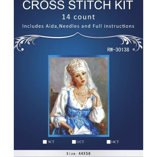 Beautiful Russian Girl,Counted Cross Stitch14CT DMC Cross Stitch Sets DIY Cross Stitch Kits for Embroidery Home Decor Needlework