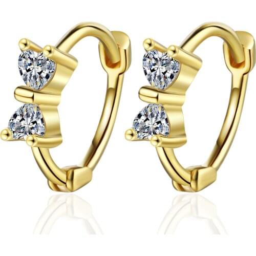 Sweet Bowknot Wrap Cartilago Cubic Zirconia 925 Sterling Silver Hoop Earrings For Women Fashion Bling Jewelry Gift