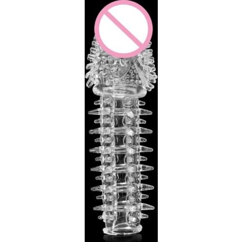 Reusable Condom Soft Silicone Penis Sleeve Delay Time Crystal Cockring Penis Ring Extensions Adult Sex Toys for Men