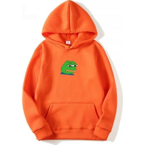 Sad Frog Print Fashion Hoodies Men/Women Casual Hip Hop Japan Harajuku Sweatshirt Winter Fleece Kept Warm Funny Pullover Hoody