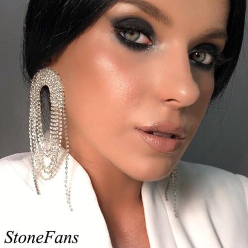 Stonefans Fashion Multilayer Rhinestone Long Tassel Earrings for Women 2021 Crystal Hanging Earrings Wedding Jewelry Wholesale
