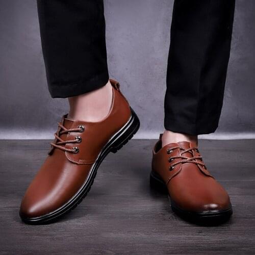 QWEDF Plus Size 44 Men Leather Casual Shoes Brand Flats Fashion Male autumn Footwear Comfortable Men Casual Shoes S4-08