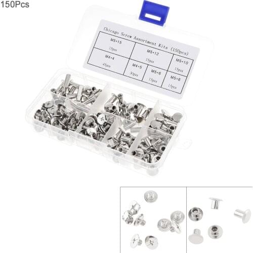 150pcs/set M4 Stainless Steel Screws Set Screw Kit for Album Binding Books Nails Desk Calendar Screws Hand Tool Set