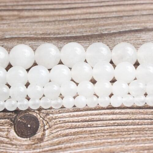 LanLi natural Jewelry 4/6/8/10/12mm white jades Loose Beads DIY men and women Bracelet Necklace anklet Accessories