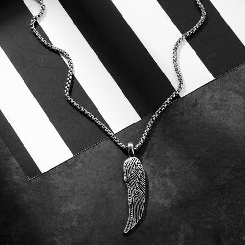 New Angel Wings Pendants Men Women Silver Color Necklaces Alloy Steel Gothic Vintage Wing Pendant Mens Fashion Jewelry Aesthetic