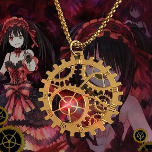 Anime DATE A LIVE Tokisaki Kurumi Nightmare Cosplay Zafkiel Necklace Fashion Pendant Chain Choker Accessories Jewelry Gift