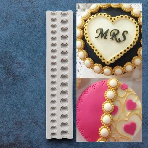 Turn The Sugar Silicon Mold Pearl Gem Chain DIY Baking Cake Rim Decoration Dry Pace Lace Biscuit Mold A596