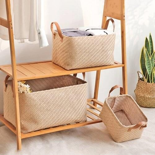 Rectangle Jute Storage Basket Washable Laundry Container Baskets with Handle Foldable Sundries Organizador for Toy