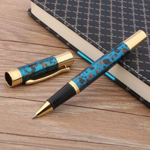 CHOUXIONGLUWEI metal BLUE Ice flower golden clip GIFT Rollerball Pen Stationery Student Office school supplies