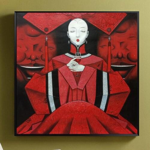 Hand painted Oil Painting on Canvas Chinese Contemporary Art Woman Wall Art Pictures for Living Room Home Decor Modern Paintings