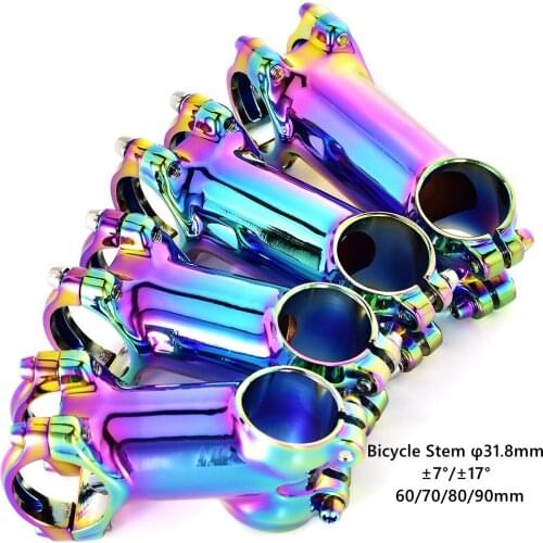 SWTXO Rainbow Bicycle Stem 7 17 Degree Ultralight Aluminum Alloy MTB Road Bike Stem 60/70/80/90mm 31.8mm Handlebar Bicycle Parts
