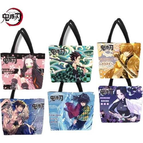 Anime Demon Slayer Kimetsu No Yaiba Handbag Shoulder Bag Kamado Nezuko Tanjirou Cartoon Anime Canvas Bag Handbag Chiristmas Gift