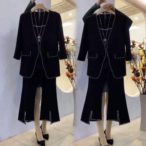 2021 spring net red fashion suit suit women loose large size suit wide-leg pants three-piece INS trend