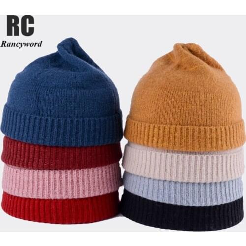 Knitted Hats for Women Black Beanie Hat Winter Mens Hats Women Beanies For Ladies Skullcap Solid Cap Knitted Thick hat