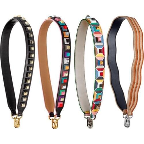 Split Leather Bag Strap Parts Multicolored Rivet Ladys Shoulder Belt Bag Fittings For Single Shoulder Strap You
