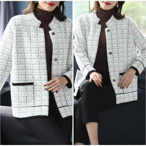 Imitation Mink Fleece Sweater Jacket Women 2021 Autumn Winter New Thick Short Knitted Cardigan Female Coat Plus Size Top A361