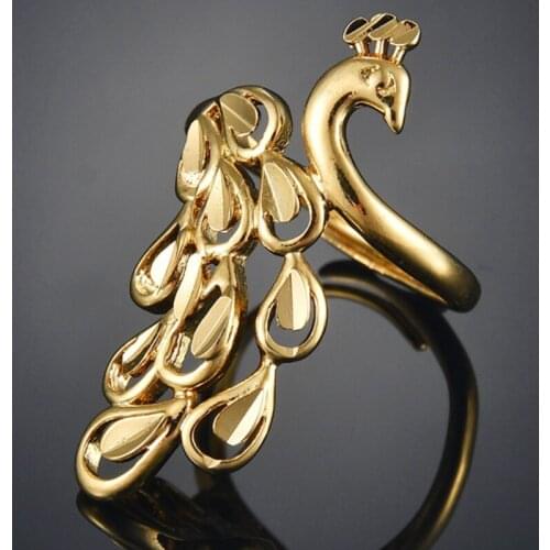 Animal Peacock Rings Gold Color Ring for Women Jewelry French Wedding Engagement Bridal Accessories Resizable Jewellery