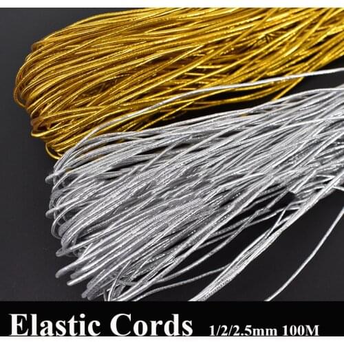 1/2mm Gold Silver Elastico Cord Sewing Packing Rope Ornaments String Elastic Ribbon Cords Elastique Bungee Elastiek Voor Naaien